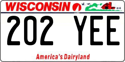 WI license plate 202YEE