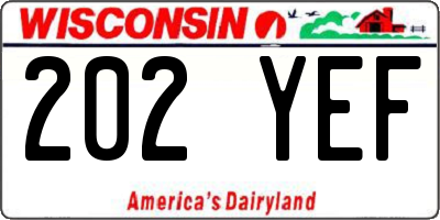 WI license plate 202YEF