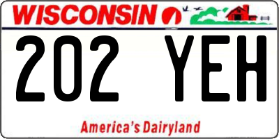 WI license plate 202YEH