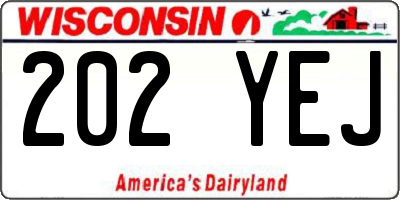 WI license plate 202YEJ