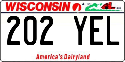 WI license plate 202YEL