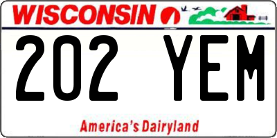 WI license plate 202YEM