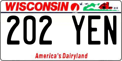 WI license plate 202YEN