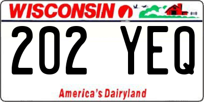 WI license plate 202YEQ