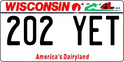 WI license plate 202YET