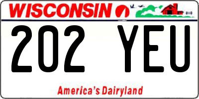 WI license plate 202YEU