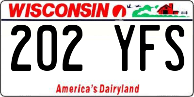 WI license plate 202YFS