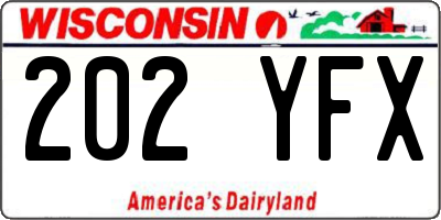 WI license plate 202YFX