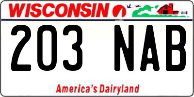 WI license plate 203NAB