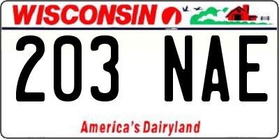 WI license plate 203NAE