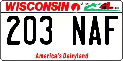 WI license plate 203NAF