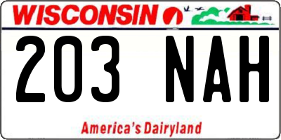 WI license plate 203NAH