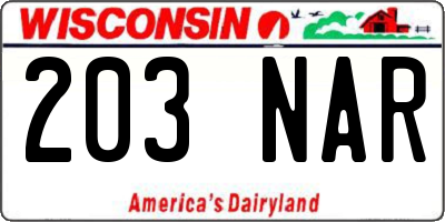 WI license plate 203NAR