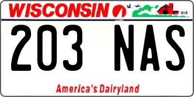 WI license plate 203NAS