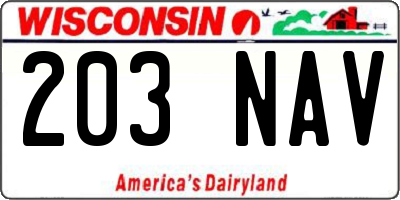 WI license plate 203NAV