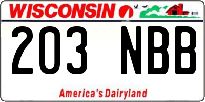 WI license plate 203NBB