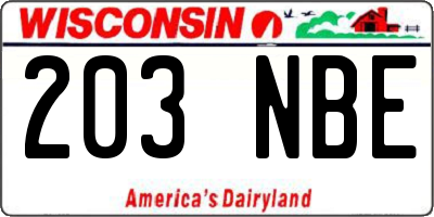 WI license plate 203NBE