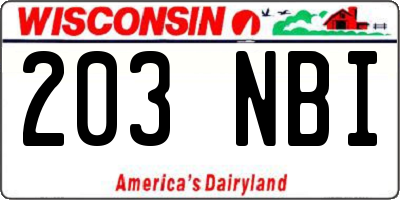 WI license plate 203NBI