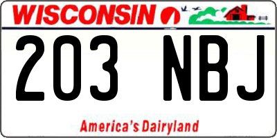 WI license plate 203NBJ