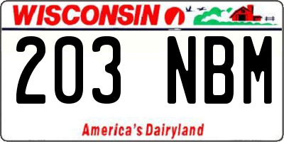 WI license plate 203NBM