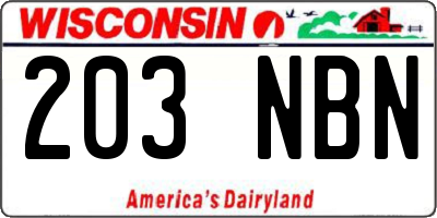 WI license plate 203NBN