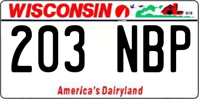 WI license plate 203NBP