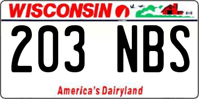 WI license plate 203NBS