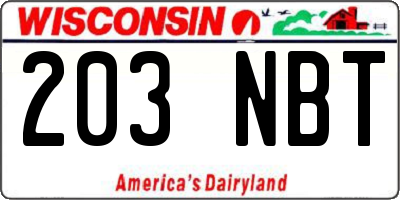 WI license plate 203NBT