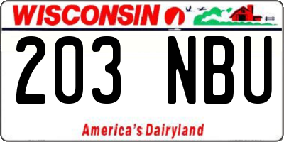 WI license plate 203NBU
