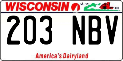 WI license plate 203NBV