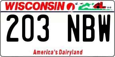 WI license plate 203NBW