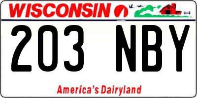 WI license plate 203NBY
