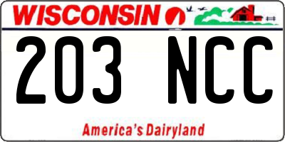 WI license plate 203NCC