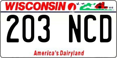 WI license plate 203NCD