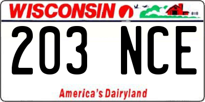 WI license plate 203NCE
