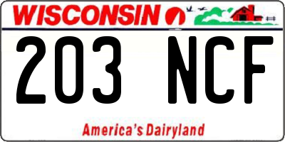 WI license plate 203NCF