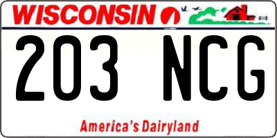 WI license plate 203NCG