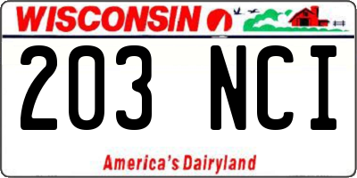 WI license plate 203NCI