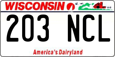 WI license plate 203NCL