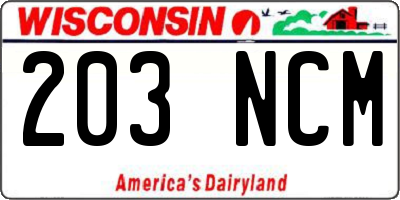 WI license plate 203NCM
