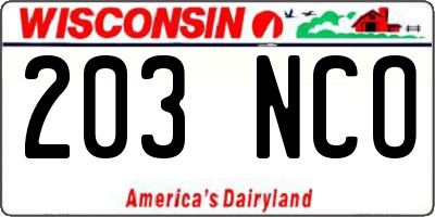WI license plate 203NCO