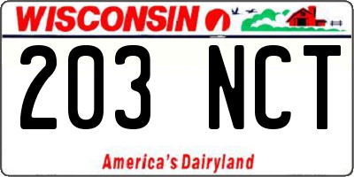 WI license plate 203NCT