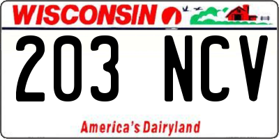 WI license plate 203NCV