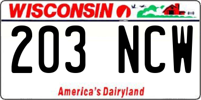 WI license plate 203NCW