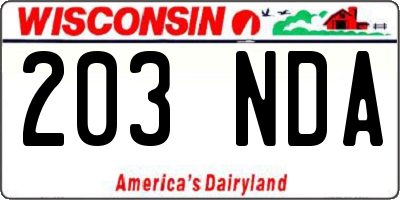 WI license plate 203NDA