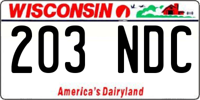 WI license plate 203NDC