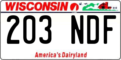 WI license plate 203NDF