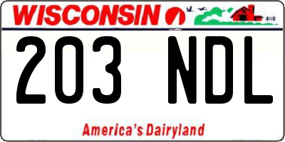 WI license plate 203NDL