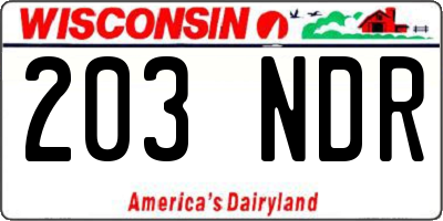 WI license plate 203NDR