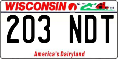 WI license plate 203NDT
